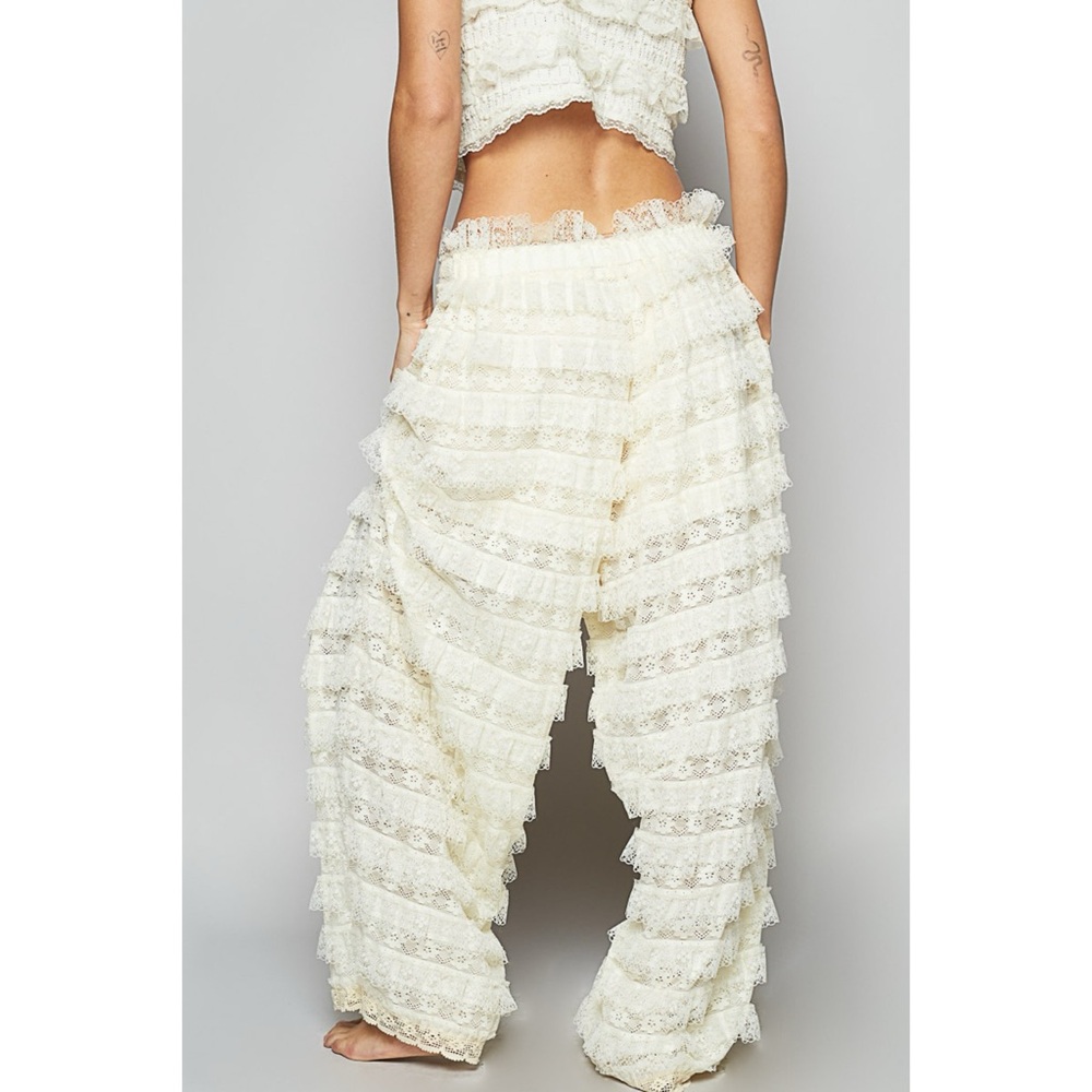POL Ruffle Tiered Pull On Pants in Natural Cream - Picture 6 of 7